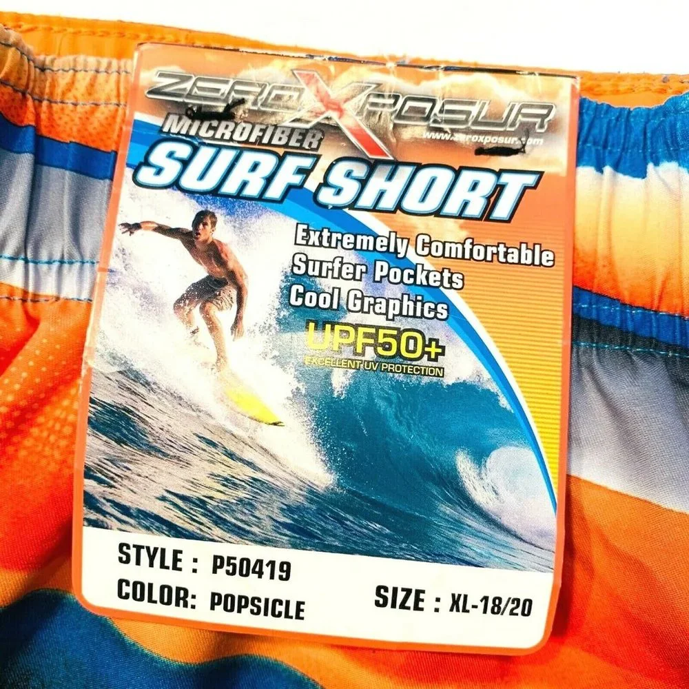 ZeroXposur UPF 50+ Swim‎ Trunks Surf Shorts Surfer Pockets Boys XL-18/20 NWT